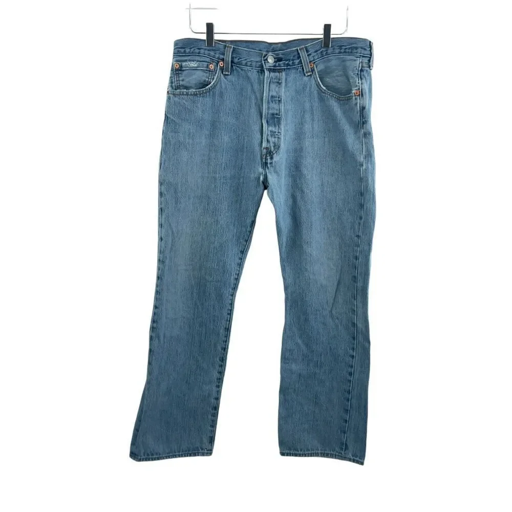 Levis 501 Jeans Men 36 / 30 Original Fit Straight Button Fly Cotton Denim Blue